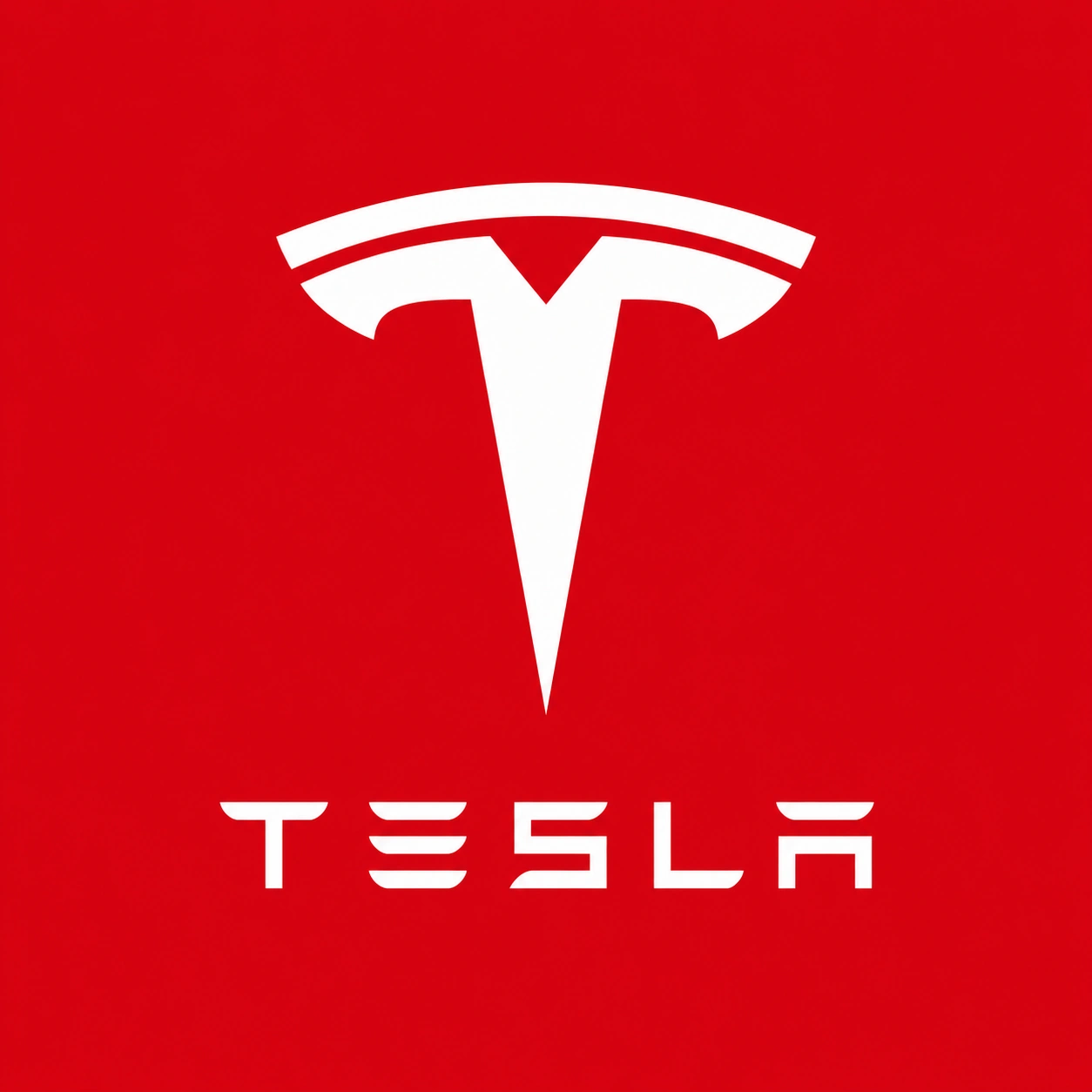 tesla logo red background